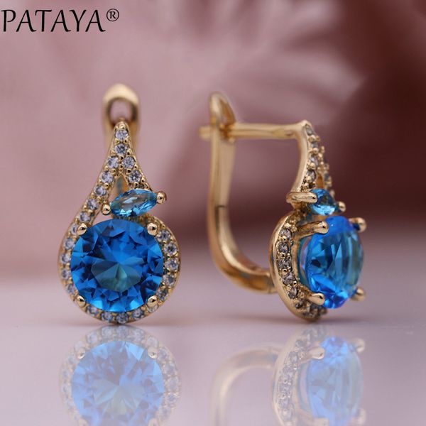 pataya new women fine noble horse eye dangle earrings 585 rose gold round blue natural zircon wedding party cute fashion jewelry, Golden
pataya new women fine noble horse eye dangle earrings 585 rose gold round blue natural zircon wedding party cute fashion jewelry, Golden