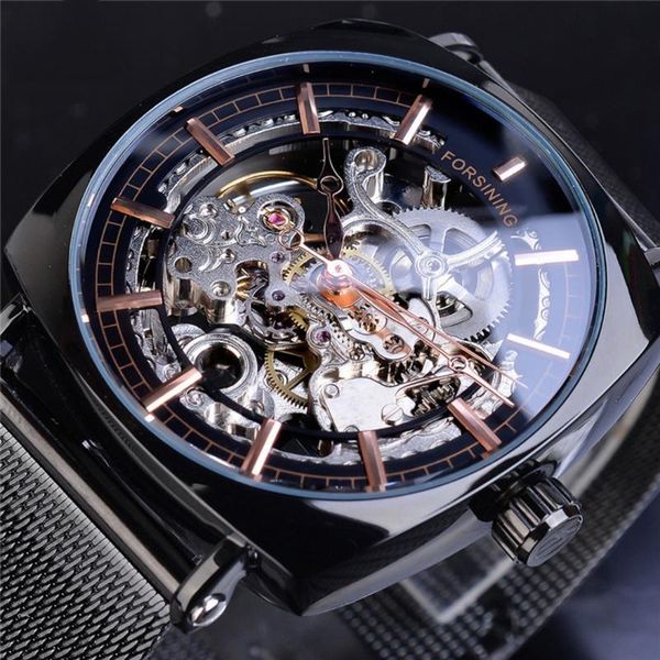 classic skeleton dial mechanical wristwatch stainless steel band automatic self winding men watches waterproof watch, Slivery;brown
classic skeleton dial mechanical wristwatch stainless steel band automatic self winding men watches waterproof watch, Slivery;brown