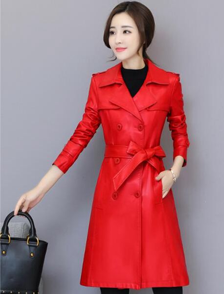 women spring and autumn leisure fashion new korean version boutique slim personality trend business in the long size leather coat / m-5xl, Black 
women spring and autumn leisure fashion new korean version boutique slim personality trend business in the long size leather coat / m-5xl, Black