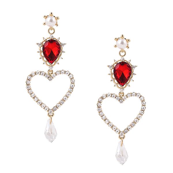 trendy women girls pearl drop crystal personality hollow heart ruby earrings, Golden
trendy women girls pearl drop crystal personality hollow heart ruby earrings, Golden