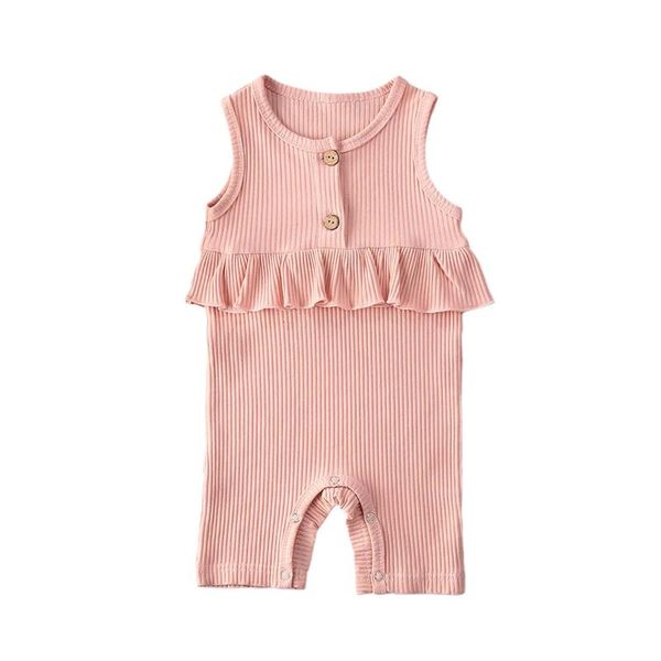 new baby girl sleeveless ruffled jumpsuit button knit ribbed romper suitable for summer, Blue
new baby girl sleeveless ruffled jumpsuit button knit ribbed romper suitable for summer, Blue