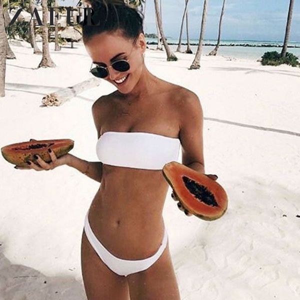 

zaful women ribbed high cut bandeau bikini set swimwear women swimsuit strapless bikini padded bathing suit brazilian biquni