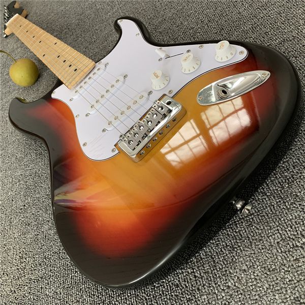 st-electric guitar with maple fingerboard and pentagonal star inlay,2 ts color,real
st-electric guitar with maple fingerboard and pentagonal star inlay,2 ts color,real