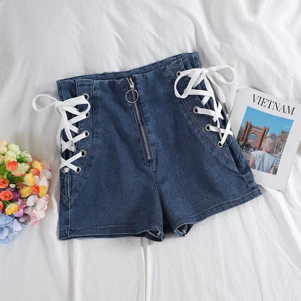 summer high waist denim shorts for women blue black bandage short jeans korean style harajuku fashion lace up shorts femme, White;black
summer high waist denim shorts for women blue black bandage short jeans korean style harajuku fashion lace up shorts femme, White;black