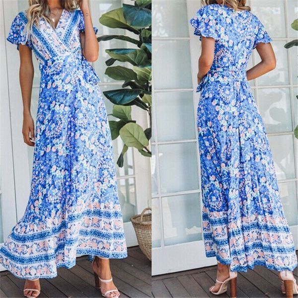 women floral print ankle length maxi dress bow tie sashes short sleeve retro ladies casual chic split long dresses vestidos, Black;gray
women floral print ankle length maxi dress bow tie sashes short sleeve retro ladies casual chic split long dresses vestidos, Black;gray