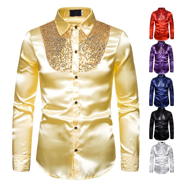 men's shirt sequin performance nightclub men's host mc shirt long sleeve man, White;black
men's shirt sequin performance nightclub men's host mc shirt long sleeve man, White;black