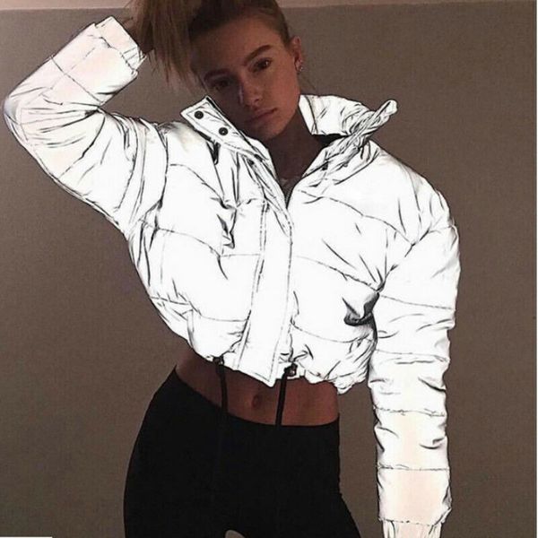 winter women reflective jacket coat solid thick zipper & hasp short length coat party club jackets, Black
winter women reflective jacket coat solid thick zipper & hasp short length coat party club jackets, Black