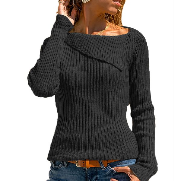 2019 winter women knitted sweater autumn slanted shoulder sweaters fashion long sleeved solid slim pulloves female knitwear, White;black
2019 winter women knitted sweater autumn slanted shoulder sweaters fashion long sleeved solid slim pulloves female knitwear, White;black