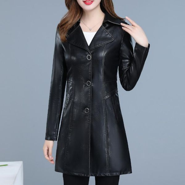 2019 single breasted long faux leather jacket women winter autumn coat female outerwear ladies pu jackets plus size 6xl p1348, Black
2019 single breasted long faux leather jacket women winter autumn coat female outerwear ladies pu jackets plus size 6xl p1348, Black