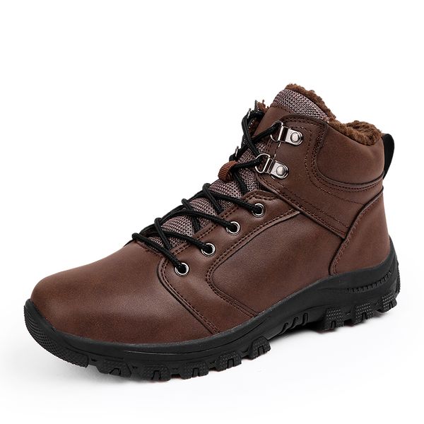 autumn winter fashion men boots vintage style casual men shoes lace-up warm plush waterproof motorcycle boots 2019 new, Black 
autumn winter fashion men boots vintage style casual men shoes lace-up warm plush waterproof motorcycle boots 2019 new, Black