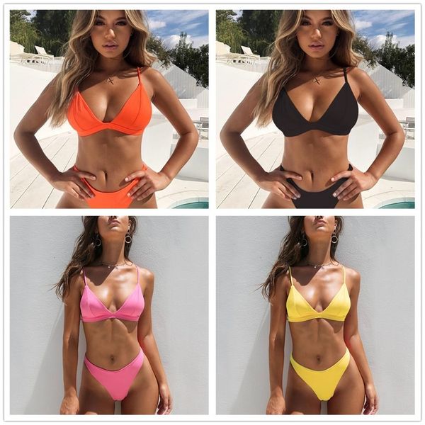 new pure color bikini women's swimsuit with chest pad multi-color plus-sized high waist bikini swimwear, White;black
new pure color bikini women's swimsuit with chest pad multi-color plus-sized high waist bikini swimwear, White;black