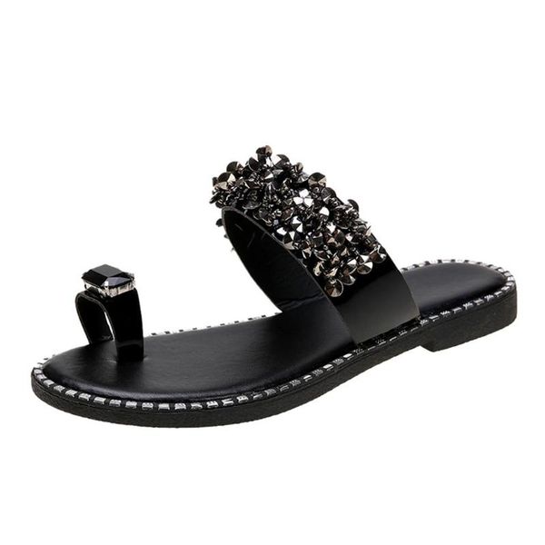 crystal rivets slides slipper women summer slip-on flat beach flip flop open toe breathable sandals with crystals shoes sandalia, Black
crystal rivets slides slipper women summer slip-on flat beach flip flop open toe breathable sandals with crystals shoes sandalia, Black
