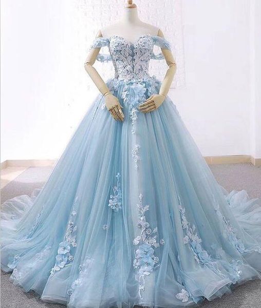 sky blue tulle off shoulder ball gown custom plus size country wedding dresses lace applique zuhair murad bridal gowns 2019, White
sky blue tulle off shoulder ball gown custom plus size country wedding dresses lace applique zuhair murad bridal gowns 2019, White