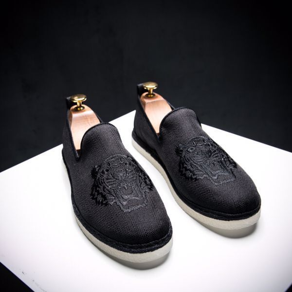 mens canva shoe male hemp espadrille tiger embroidery designer handmade fisherman shoes slip on mens loafers flats c09, Black
mens canva shoe male hemp espadrille tiger embroidery designer handmade fisherman shoes slip on mens loafers flats c09, Black