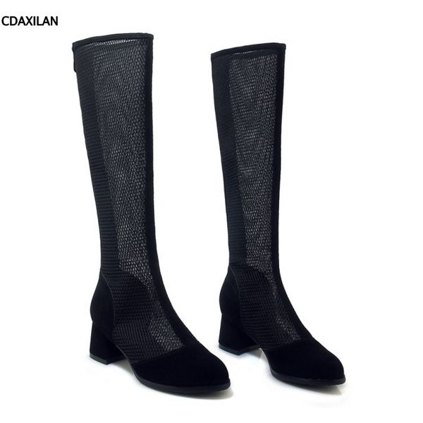 new arrived boots women fashion breathable forsted cowhide mesh surface high middle heels knee boots zipper ladies girls summer, Black
new arrived boots women fashion breathable forsted cowhide mesh surface high middle heels knee boots zipper ladies girls summer, Black