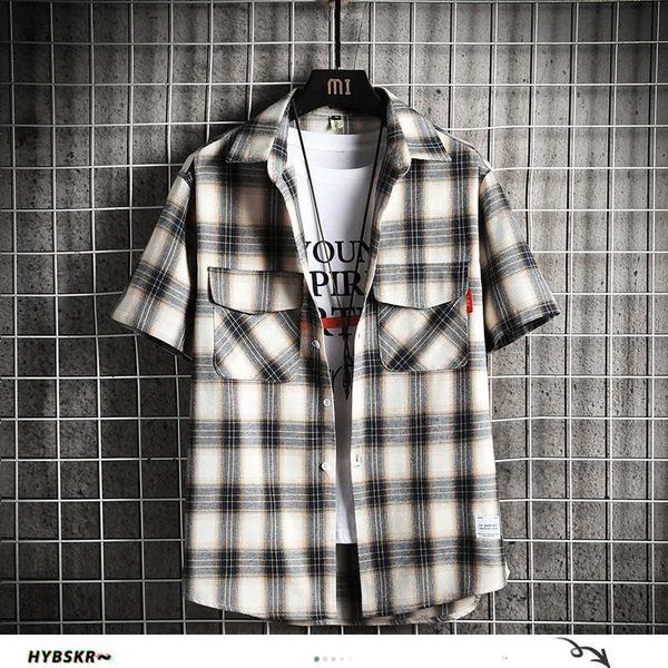 hybskr summer plaid office japan style men shirts 2020 fashions casual short sleeve shirts mens oversize 5xl male clothes, White;black
hybskr summer plaid office japan style men shirts 2020 fashions casual short sleeve shirts mens oversize 5xl male clothes, White;black