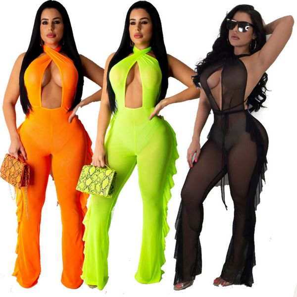 ladies fashion new jumpsuit women halter solid long sleeve deep v-neck strap bodysuit ruffled mesh, Black;white
ladies fashion new jumpsuit women halter solid long sleeve deep v-neck strap bodysuit ruffled mesh, Black;white