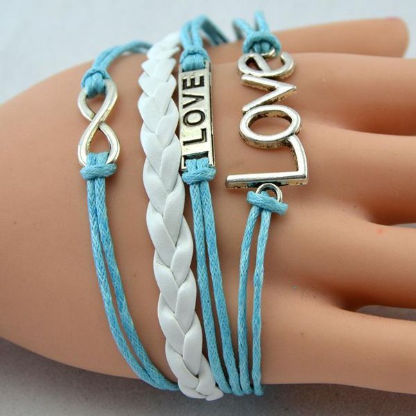 retail bracelet infinity silver love rope and braided leather adjustable vintage silver copper karma rudder bracelet jewelry 1pcs, Golden;silver
retail bracelet infinity silver love rope and braided leather adjustable vintage silver copper karma rudder bracelet jewelry 1pcs, Golden;silver