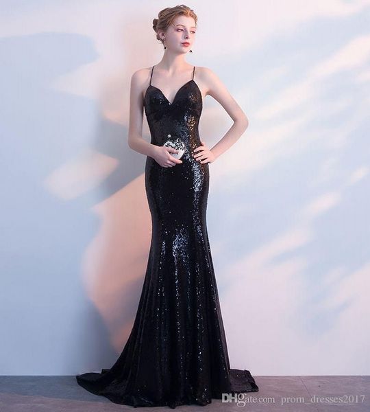 black noble sequined deep v-neck evening dresses new fishtail long strap halter party gowns mermaid prom dresses, Black;red
black noble sequined deep v-neck evening dresses new fishtail long strap halter party gowns mermaid prom dresses, Black;red