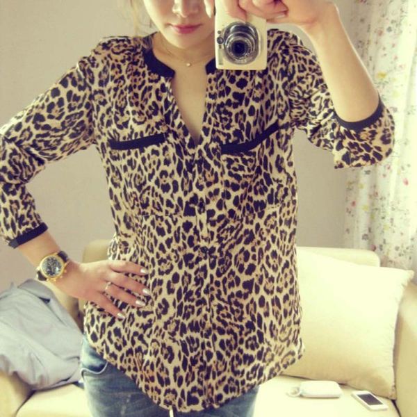 women blouse leopard print shirt long sleeve v -neck loose blouses plus size chiffon shirt camisa feminina clothing #yl5, White
women blouse leopard print shirt long sleeve v -neck loose blouses plus size chiffon shirt camisa feminina clothing #yl5, White