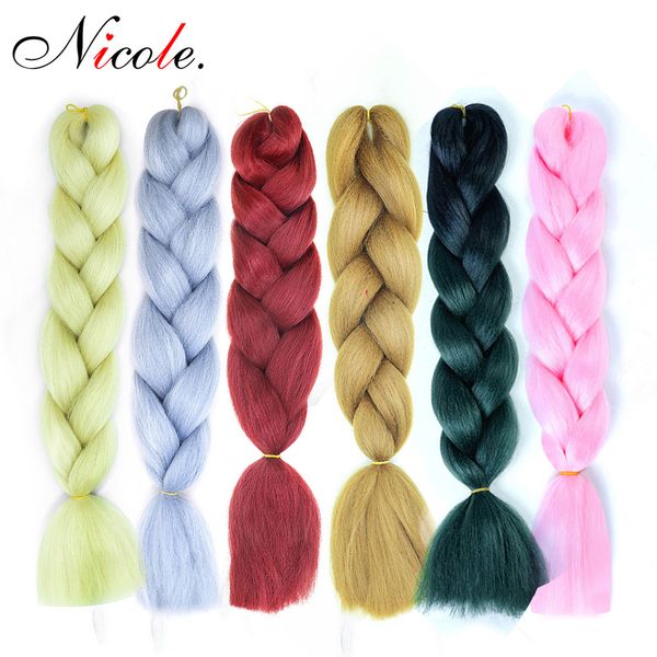 nicole hair 24inch ombre kanekalon synthetic crochet hair extensions jumbo braids hairstyles pink blonde red blue braiding hair, Black
nicole hair 24inch ombre kanekalon synthetic crochet hair extensions jumbo braids hairstyles pink blonde red blue braiding hair, Black