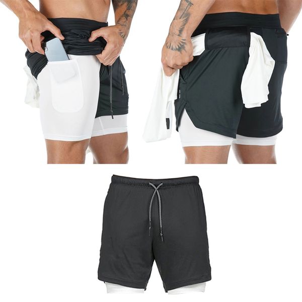 men's 2 in 1 running shorts with lining inner compression short zip pockets fitness bottom base layer, White;black
men's 2 in 1 running shorts with lining inner compression short zip pockets fitness bottom base layer, White;black