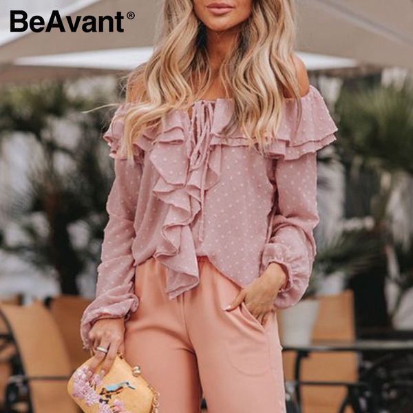 women's blouses & shirts beavant polka dot spring summer and women long sleeve fashion ruffles casual blouse off shoulder blusas, White
women's blouses & shirts beavant polka dot spring summer and women long sleeve fashion ruffles casual blouse off shoulder blusas, White