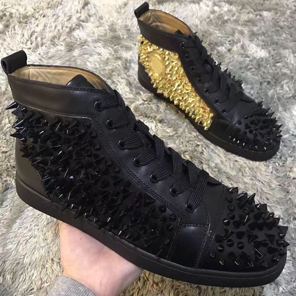 t-quality pik pik rivets genuine leather red bottom sneakers shoes mens spikes sneaker luxurious women studs leisure party dress wedding l02, Black
t-quality pik pik rivets genuine leather red bottom sneakers shoes mens spikes sneaker luxurious women studs leisure party dress wedding l02, Black