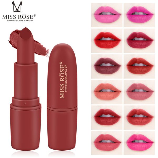 8pcs/lot miss rose brand matte lipstick waterproof lips moisturizing easy to wear makeup lip sticks gloss lipsticks cosmetic