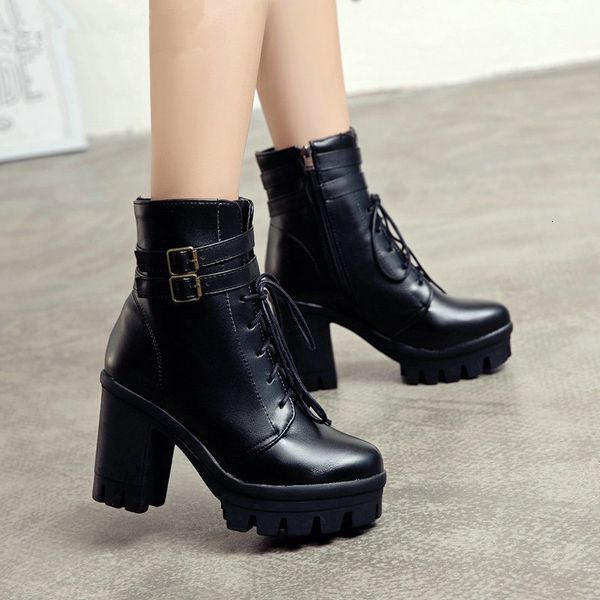 2020 pu leather western style women shoes winter ankle boots round toe lace up buckle square high heel boot size 34-43, Black
2020 pu leather western style women shoes winter ankle boots round toe lace up buckle square high heel boot size 34-43, Black