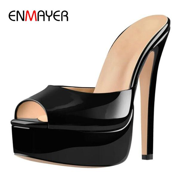 enmayer patent leather slip-on basic women sandals fashion peep toe shoes women designers high heel sandals 34-43, Black
enmayer patent leather slip-on basic women sandals fashion peep toe shoes women designers high heel sandals 34-43, Black
