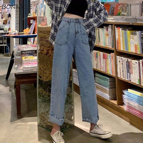 women's jeans women denim loose straight high waist zipper button pockets korean style fashion trousers students daily streetwear women, Blue
women's jeans women denim loose straight high waist zipper button pockets korean style fashion trousers students daily streetwear women, Blue
