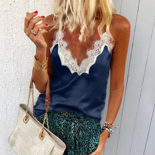 2020 summer fashion women satin silk v-neck lace vest camisole crop tank ladies casual loose shirt blouse, White
2020 summer fashion women satin silk v-neck lace vest camisole crop tank ladies casual loose shirt blouse, White