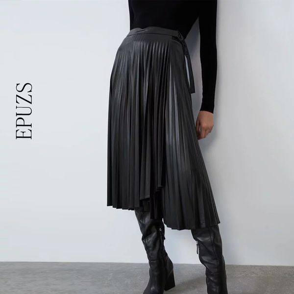 vintage pu leather skirts womens high waist pleated skirt 2019 winter bow chic black long skirt femme streetwear womens skirt, Black;gray
vintage pu leather skirts womens high waist pleated skirt 2019 winter bow chic black long skirt femme streetwear womens skirt, Black;gray