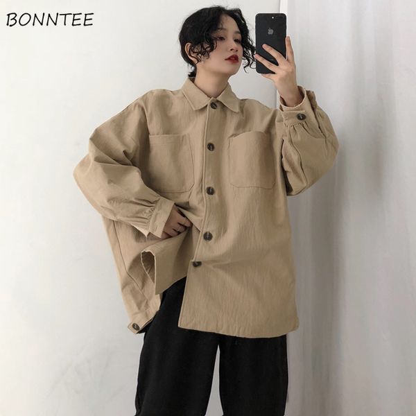 jackets women solid color all-match trendy retro loose womens clothing korean style simple leisure bf students daily spring chic, Black;brown
jackets women solid color all-match trendy retro loose womens clothing korean style simple leisure bf students daily spring chic, Black;brown