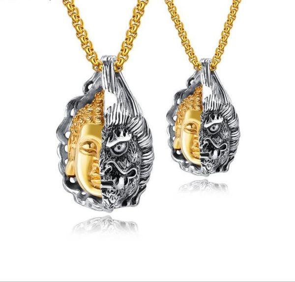 ethnic style half devil buddha pendant necklace for men folk personalized stainless pendants fashion trends jewelry wholesale, Silver
ethnic style half devil buddha pendant necklace for men folk personalized stainless pendants fashion trends jewelry wholesale, Silver