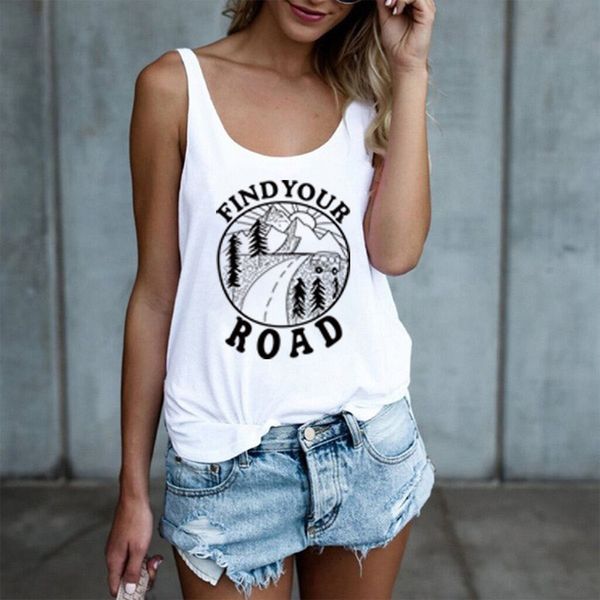 find your road print women tank casual cute sunrise graphic sleeveless o-neck racerback beach summer womens t-shirts, White
find your road print women tank casual cute sunrise graphic sleeveless o-neck racerback beach summer womens t-shirts, White