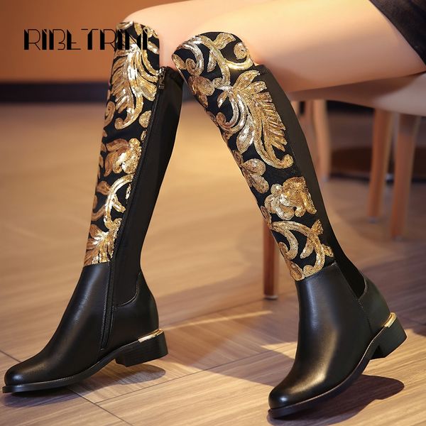 ribetrini women genuine leather boots 2019 new embossed flower autumn winter party shoes woman chunky heel motorcycle knee boots, Black
ribetrini women genuine leather boots 2019 new embossed flower autumn winter party shoes woman chunky heel motorcycle knee boots, Black