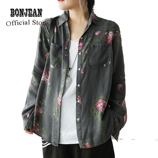 women rayon denim blouse shirt big loose print floral retro vintage casual fashion for spring summer az17341439, White
women rayon denim blouse shirt big loose print floral retro vintage casual fashion for spring summer az17341439, White