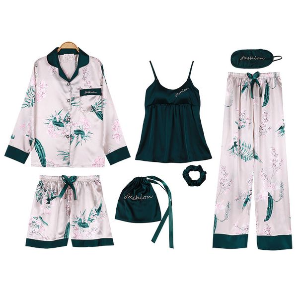 lisacmvpnel 7 шт ice шелковый женщины пижама nightdress + top + длинные короткие pant set печать сексуальная женщина пижама set, Blue;gray
lisacmvpnel 7 шт ice шелковый женщины пижама nightdress + top + длинные короткие pant set печать сексуальная женщина пижама set, Blue;gray
