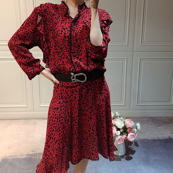 red leopard print lady dress o-neck 3/4 sleeve ruffle slim fashion lady mini dress, Black;gray
red leopard print lady dress o-neck 3/4 sleeve ruffle slim fashion lady mini dress, Black;gray