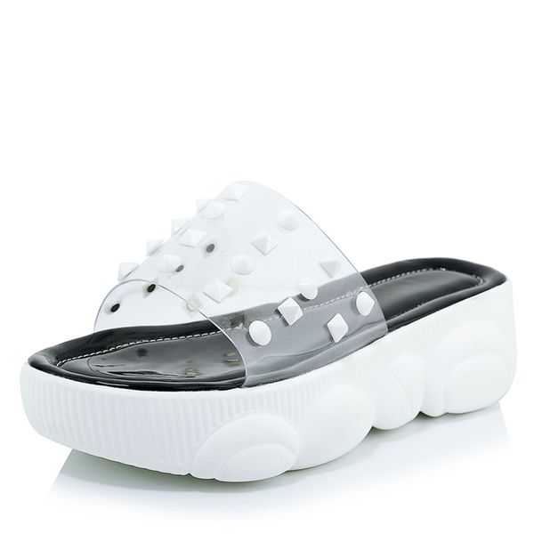 jk summer 2019 studded casual slippers women open toe footwear transparent pvc platform shoes slides girl mules shoes woman c22, Black
jk summer 2019 studded casual slippers women open toe footwear transparent pvc platform shoes slides girl mules shoes woman c22, Black