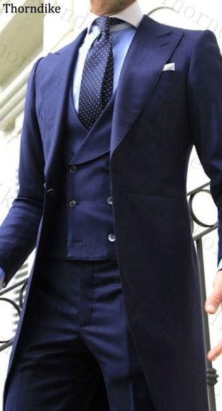 thorndike navy blue vintage 3 pieces set suits men long jacket with trousers white groom tuxedos costo made wedding suit for men, White;black
thorndike navy blue vintage 3 pieces set suits men long jacket with trousers white groom tuxedos costo made wedding suit for men, White;black