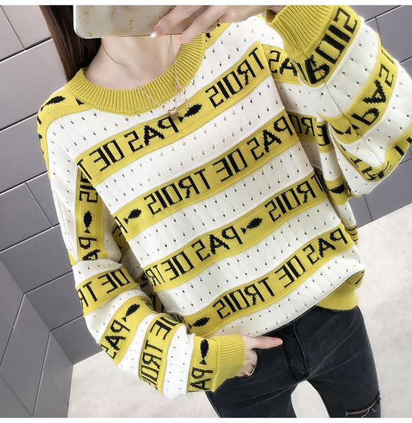 women letters print striped knitted pullover sweater korean style winter thick oversized sweaters pull femme fall jumpers q9261, White;black
women letters print striped knitted pullover sweater korean style winter thick oversized sweaters pull femme fall jumpers q9261, White;black