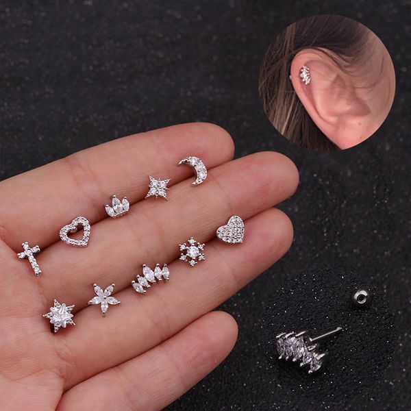 trend men and women zircon cross ear bone nail piercing screw earrings crown earrings wholesale, Silver
trend men and women zircon cross ear bone nail piercing screw earrings crown earrings wholesale, Silver