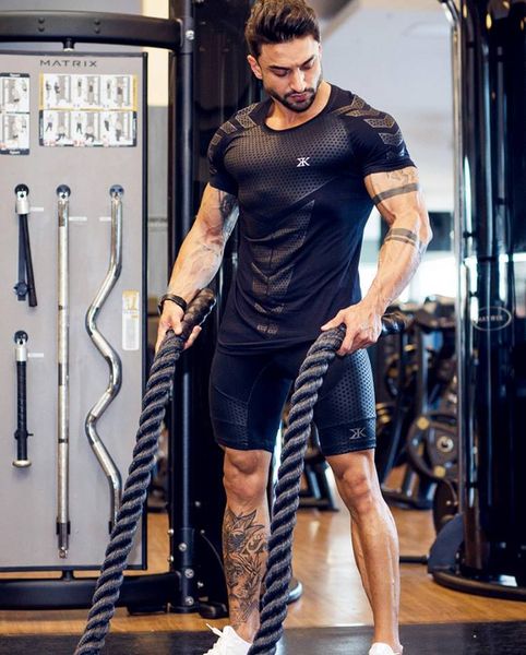 men designer sports tshirt short sleeve fashion gym muscle tights clothes high elastic training quick-drying fitness clothes, White;black
men designer sports tshirt short sleeve fashion gym muscle tights clothes high elastic training quick-drying fitness clothes, White;black
