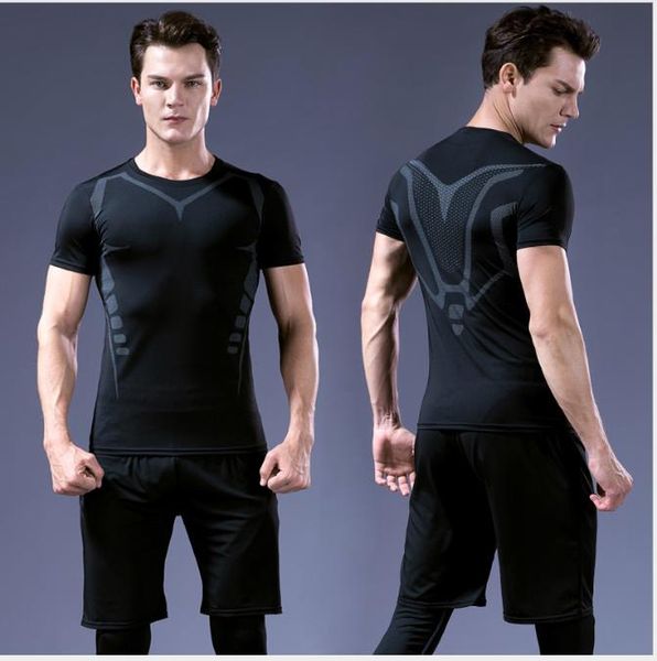 2019 sports elastic fitness clothes men's fast-drying tight garment running men's suit training fitness clothes, White;black
2019 sports elastic fitness clothes men's fast-drying tight garment running men's suit training fitness clothes, White;black