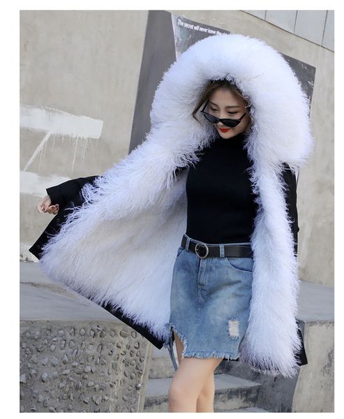 2019 winter jacket women natural mongolia sheep fur long parka real fur coat thick warm waterproof outerwear detachable brand, Black
2019 winter jacket women natural mongolia sheep fur long parka real fur coat thick warm waterproof outerwear detachable brand, Black