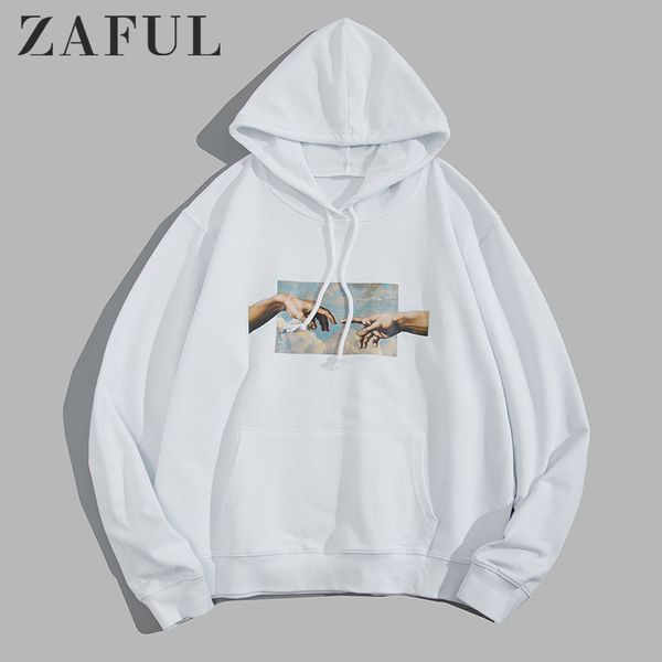 

zaful hoodies men helping hands graphic front pocket drawstring cotton hoodie casual solid sweatshirts 2019 fall women clothes, Black