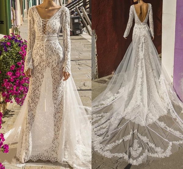 2020 see though body long sleeve berta wedding dress illusion unique deep v-neck big open back bohemian wedding dresses bridal gowns, White
2020 see though body long sleeve berta wedding dress illusion unique deep v-neck big open back bohemian wedding dresses bridal gowns, White